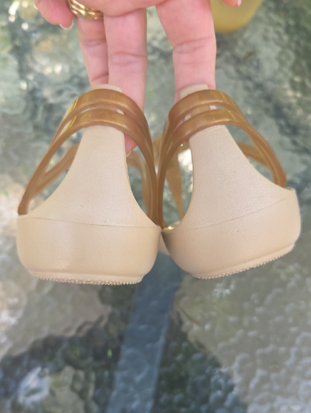 CROCS Iconic Comfort Women’s Tan Jelly Slingback Sandals - Picture 5 of 5